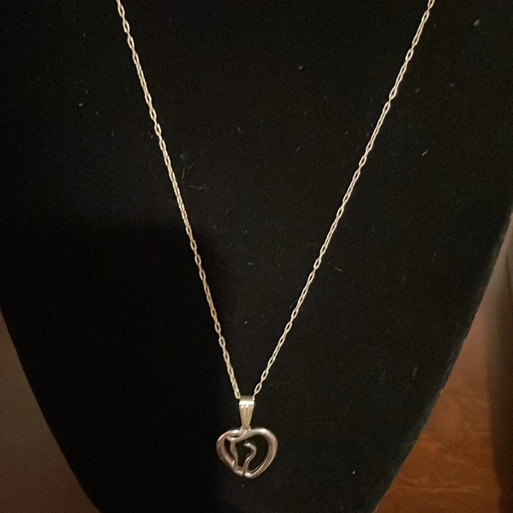 Horse Love Heart Pendant in Silver Tone with 18 Inch Chain